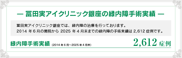 緑内障治療実績